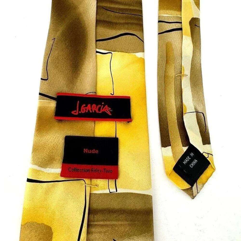 J.Garcia Silk Neck Tie Nude Collection 52 Yellow Geometric Jerry‎ Artist Mens